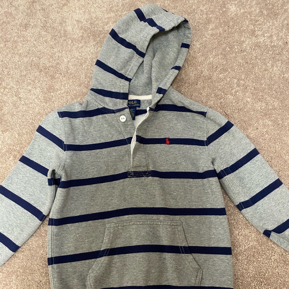 Polo Ralph Lauren navy and grey hooded shirt